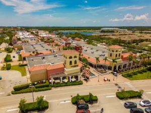 Aerial drone photo Miromar Outlets in Estero FL USA